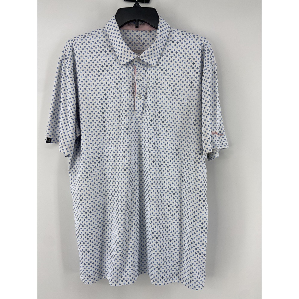 Swannies Shirt Mens Large Geometric Golf Polo Performance Stretch Casual Logo - Picture 2 of 10